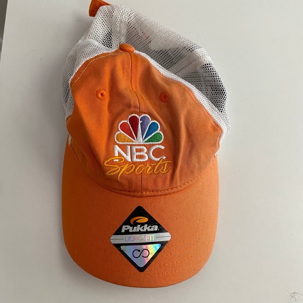 Pukka‎ NBC Sports Trucker Hat Mens OS Orange Like New Mesh Back Adjustable Cap
